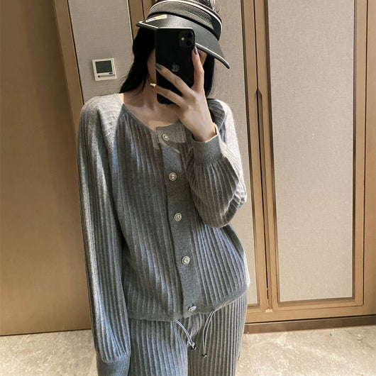 Conjunto Casual de Cardigan Tejido y Pantalón Ancho Tendencia - Image 2