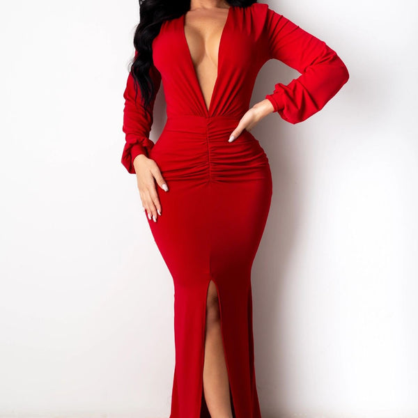 Vestido de Noche Entallado Escote V para Mujer
