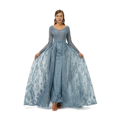 Vestido de Noche Elegante con Encaje Calado y Textura Luxury - Image 11