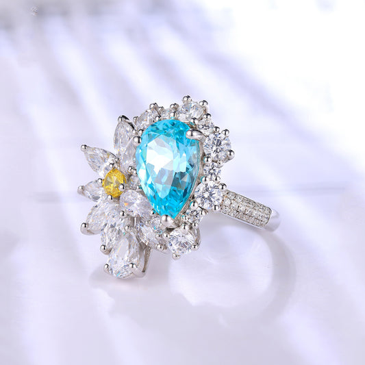 Anillo de Bodas Paraiba con Diamantes para Mujer - Image 2