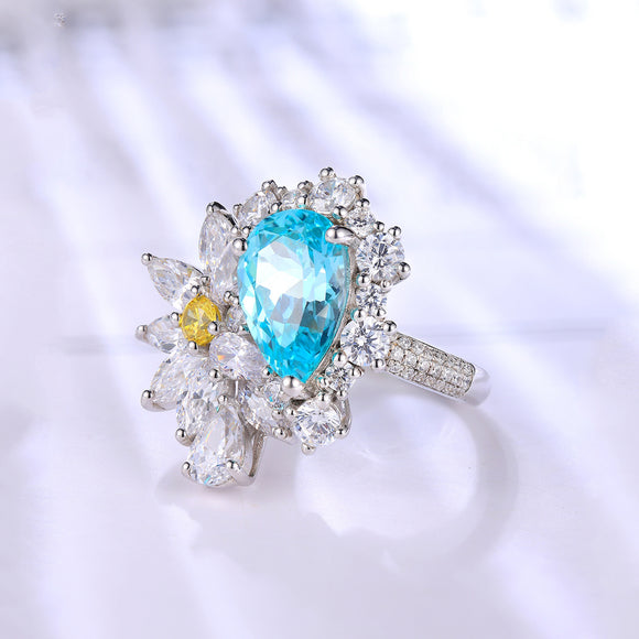 Anillo de Bodas Paraiba con Diamantes para Mujer