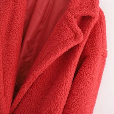 Abrigo Largo Térmico de Peluche Artificial para Mujer - Manga Larga Acolchado - Image 15