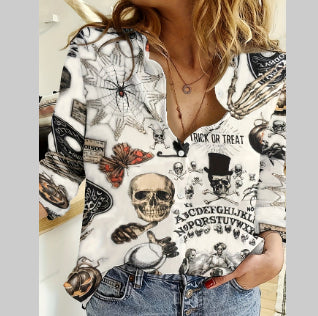 Blusa Estampada de Solapa y Manga Larga para Mujer - Image 9