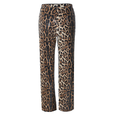 Pantalones Rectos Estampado Leopardo con Lentejuelas - Diseño Europeo - Image 35