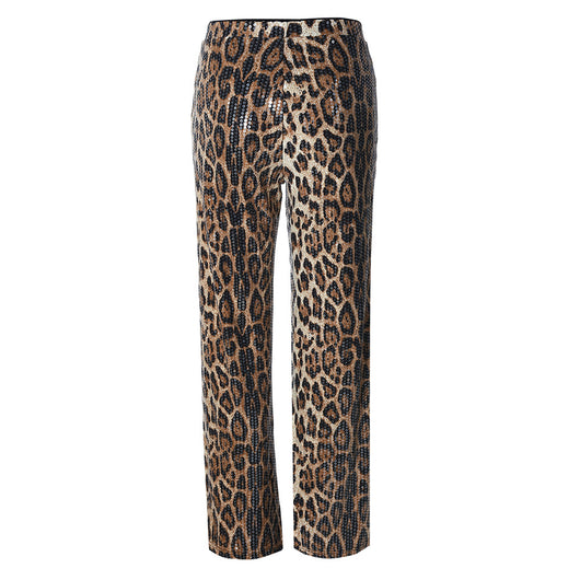 Pantalones Rectos Estampado Leopardo con Lentejuelas - Diseño Europeo - Image 35