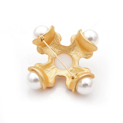 Broche Cruz de Perlas de Vidrio Coloreado - Image 6
