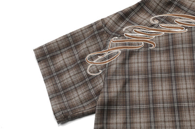 Camisa Cuadros con Bordado de Letras - Corte Holgado y Solapa Clásica - Image 17