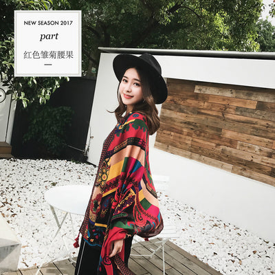 Pareo Bohemio Oversized con Protección Solar - Estilo Étnico - Image 9