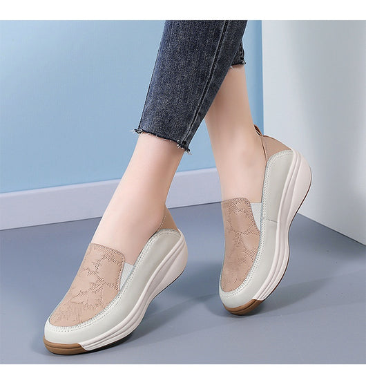 Tenis Blancos Mujer con Suela Gruesa y Cierre Slip-On - Image 11