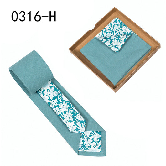 Corbata de Algodón con Estampado Floral y Pañuelo de Bolsillo - Image 14
