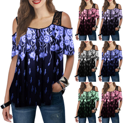 Playera Suelta con Estampado de Encaje para Mujer - Image 8