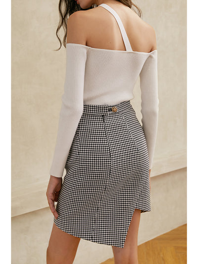 Falda Houndstooth con Diseño Irregular para Mujer - Image 8