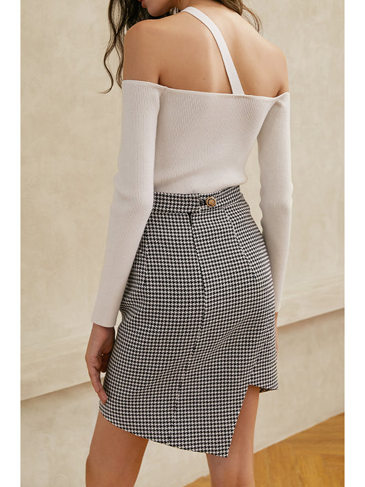 Falda Houndstooth con Diseño Irregular para Mujer - Image 8