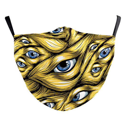 Black milk silk dustproof mask with a white smiley face design, featuring 'X' eyes and a curved smile, for Halloween. - Image 9