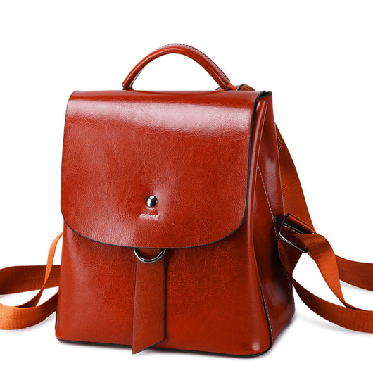Mochila de Cuero Genuino con Contraste de Colores - Estilo Europeo - Image 13