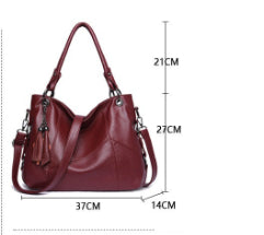 Bolso Bandolera de Cuero PU con Detalles de Costura y Borlas para Mujer - Image 10