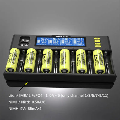 Cargador de Baterías LCD 12 Espacios Lii-S12 - Image 10