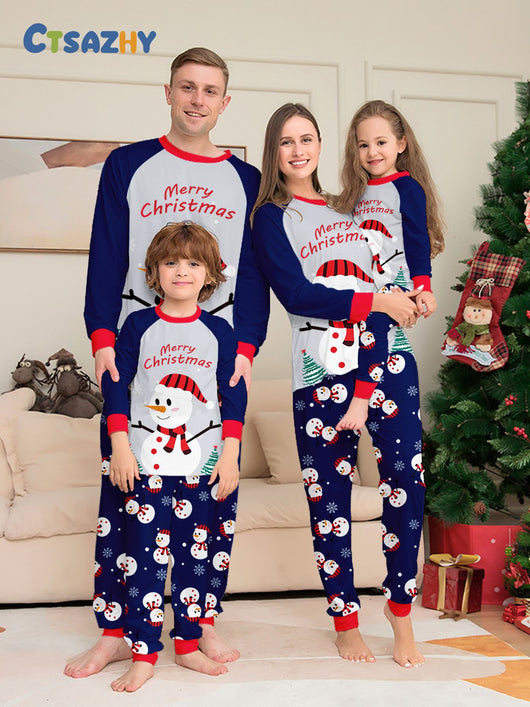 Pijamas Navideños Familiares a Juego con Diseño de Muñeco de Nieve - Image 6