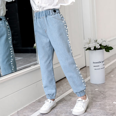 Pantalones Vaqueros Holgados Estilo Coreano con Detalles de Perlas para Niños y Adolescentes - Image 14