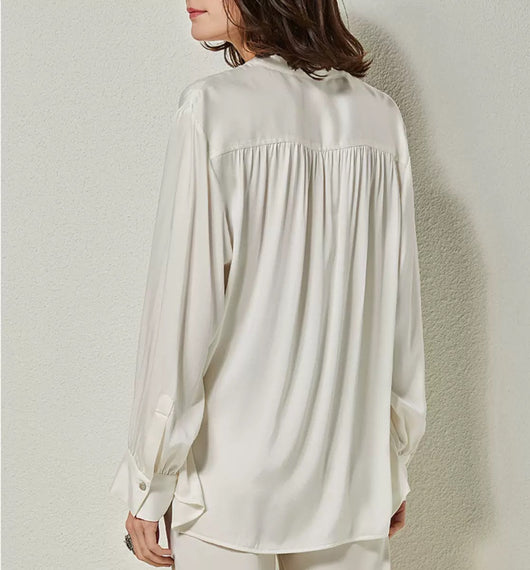 Blusa de Seda Suelta y Desenfadada Estilo Francés para Mujer Otoño - Image 11