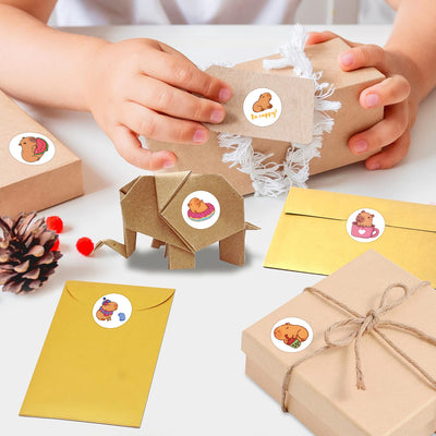 Rollo de 500 Stickers Capibara Infantiles - Pegatinas de Colores para Cuadernos y Guitarra - Image 8