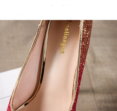 Tacones Plataforma Stiletto Degradé con Lentejuelas y Punta Abierta - Image 6