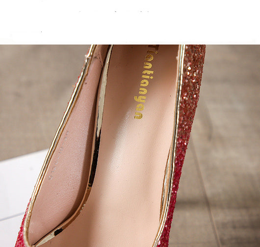 Tacones Plataforma Stiletto Degradé con Lentejuelas y Punta Abierta - Image 6