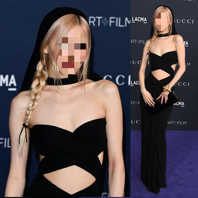 Vestido Crop Envolvente con Capucha - Estilo Red Carpet - Image 3