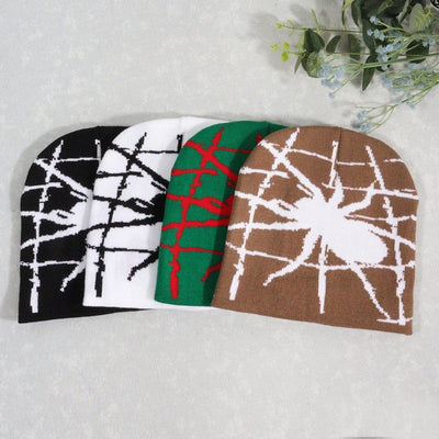 Gorro Tejido Trendy Spider Web Y2K