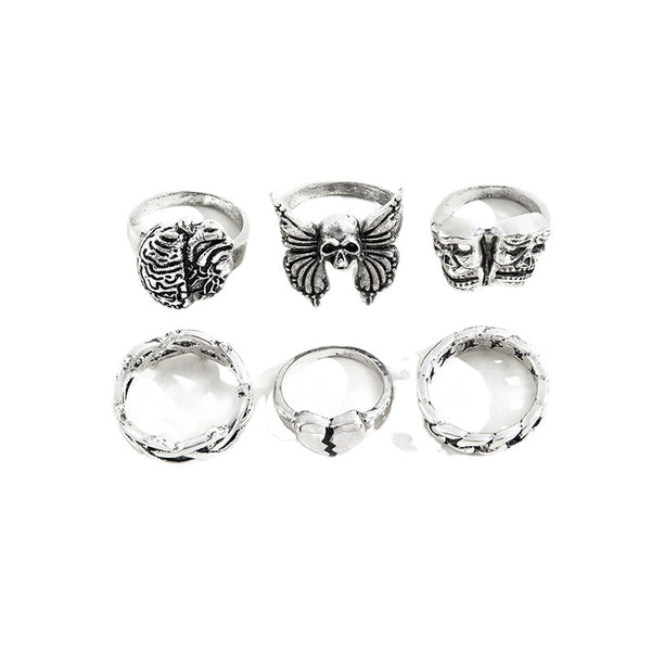 Anillo Calavera Hueca con Cerebro Necronomicón - Diseño Vintage Exagerado para Hombre - Image 3