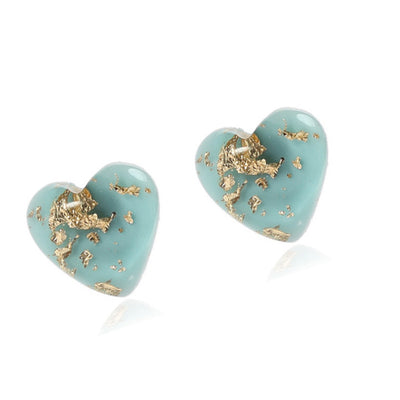 Aretes de Corazón en Turquesa Estilo Europeo y Estadounidense - Image 5