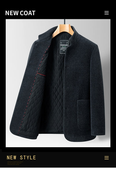 Abrigo Casual de Lana Chenilla con Cuello Alto para Hombre - Image 12