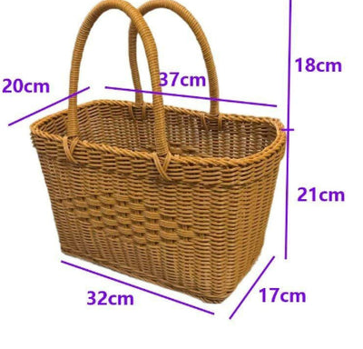 Canasta Tejida de Ratán para Compras, Frutas y Flores - Image 6