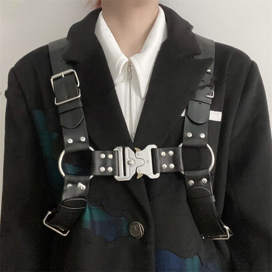 Cinturón Ajustable Estilo Goth Punk con Correa de Hombro