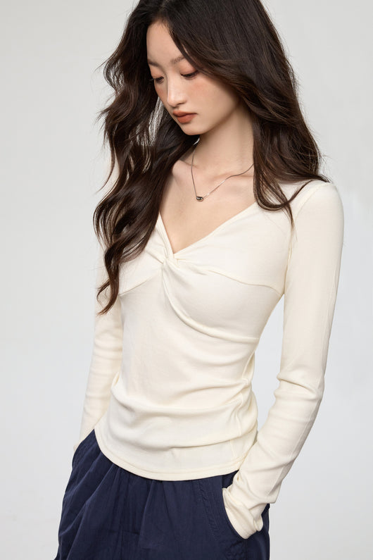Blusa Elegante Escote Profundo con Nudo y Manga Larga - Image 16
