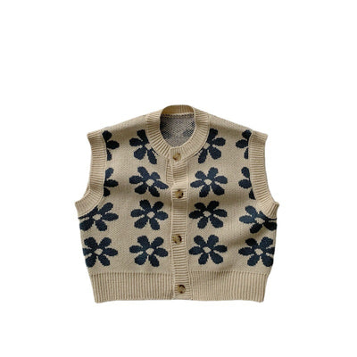 Chaleco Tejido Flores Retro Estilo Coreano para Niños - Image 12