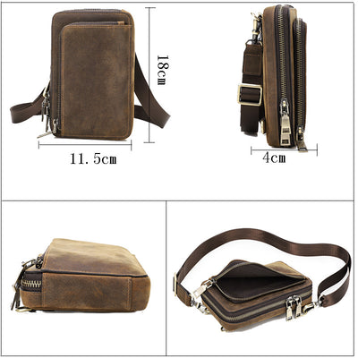 Bolsa Bandolera de Cuero Vintage para Hombre - Estilo Retro Casual - Image 4
