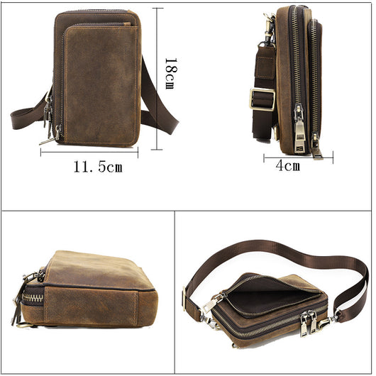 Bolsa Bandolera de Cuero Vintage para Hombre - Estilo Retro Casual - Image 4