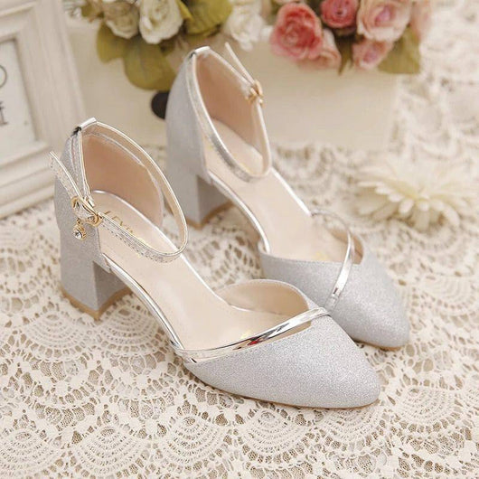 Zapatos de Novia con Lentejuelas y Tacón Grueso Ajustable - Image 12