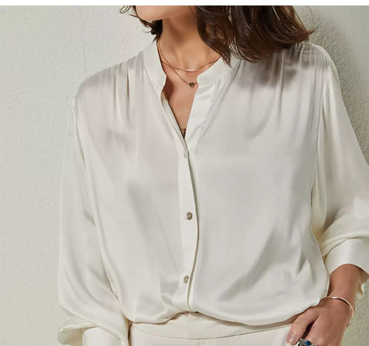 Blusa de Seda Suelta y Desenfadada Estilo Francés para Mujer Otoño - Image 7