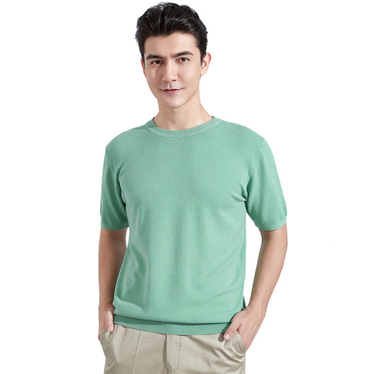 Playera Casual Holgada de Manga Corta en Algodón Liso para Hombre - Image 5