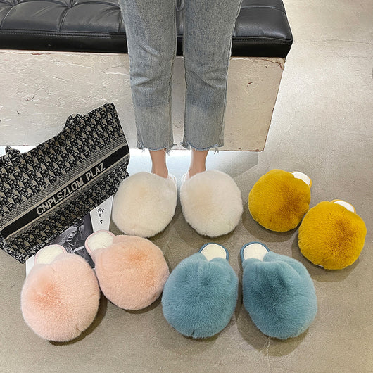 Pantuflas Planas para Mujer con Peluche en la Punta