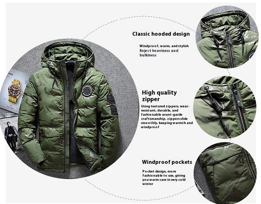 Chaqueta de Plumón Camuflada Impermeable Slim Fit para Hombre - Image 9