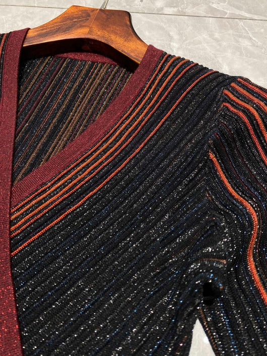 Vestido Otoñal Cintura Alta Rayas Arcoíris Degradado - Image 13
