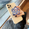 Funda de Silicona Suave para Móvil con Soporte y Diseño de Flores Azules