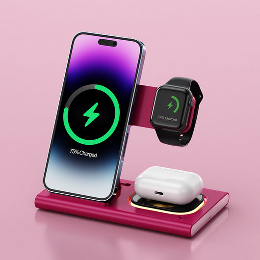 Cargador Inalámbrico 3 en 1 de 15W con Luz Nocturna y Soporte para Apple Watch - Image 7