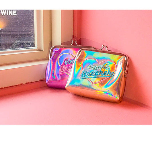 Cartera Holográfica Harajuku Girl Crush con Bordado Láser - Billetera Corta Multiusos - Image 8