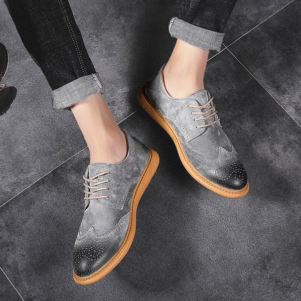 Zapatos Formales de Cuero Genuino para Hombre - Diseño Retro con Cordones