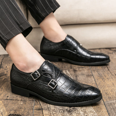 Zapatos de Cuero para Hombre Estilo Británico con Punta Cuadrada y Patrón Grabado - Image 4