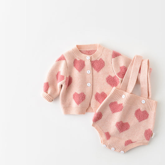 Enterizo Tejido para Bebé Niña con Corazón y Mangas Largas - Primavera Otoño - Image 11